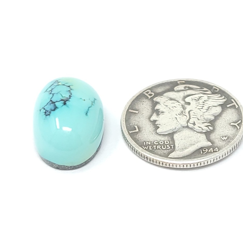 Natural Iron Maiden Blue Turquoise High Dome Oval Shape Cabochon 8.2 Carats