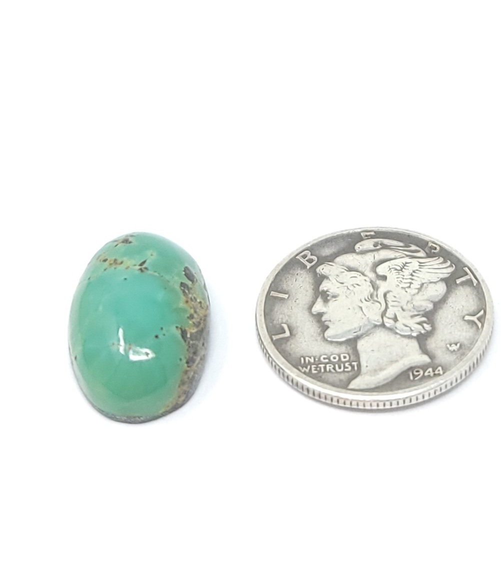 Natural Green Iron Maiden Turquoise High Dome Oval Shape Cabochon 7.8 Carats