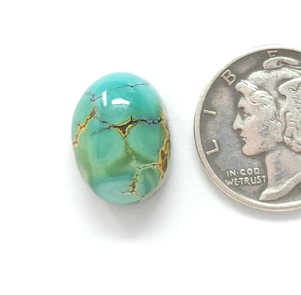 Natural Iron Maiden Multi Color Turquoise Oval Cabochon 9.1 Carats High Dome